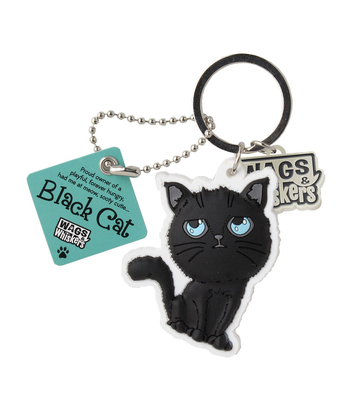 History & Heraldry - WagsWhiskers Keyring - Black Cat Playful and Hungry