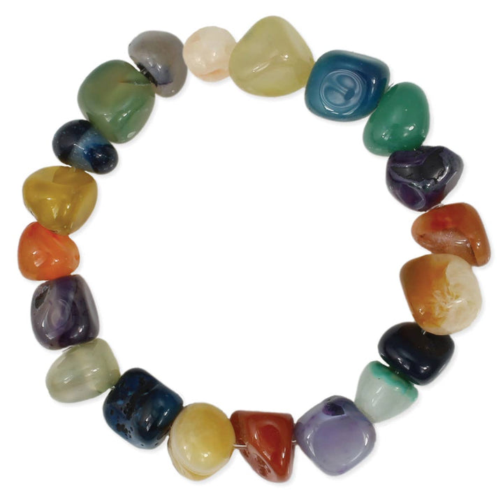 Rainbow Rocks Multi Agate Bead Bracelet