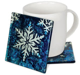 Angelstar Cozenza Collection Blue Snowflake Coaster Set-4"