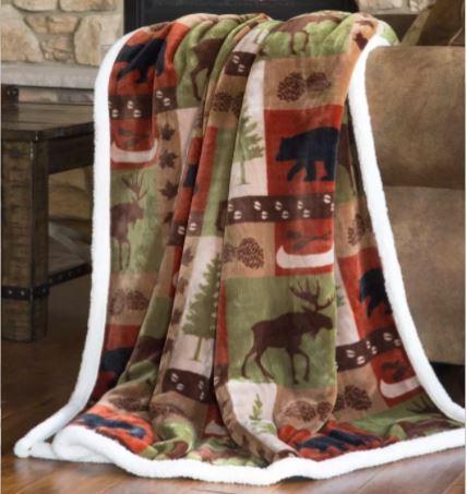 Carstens Patchwork Lodge Fleece Throw