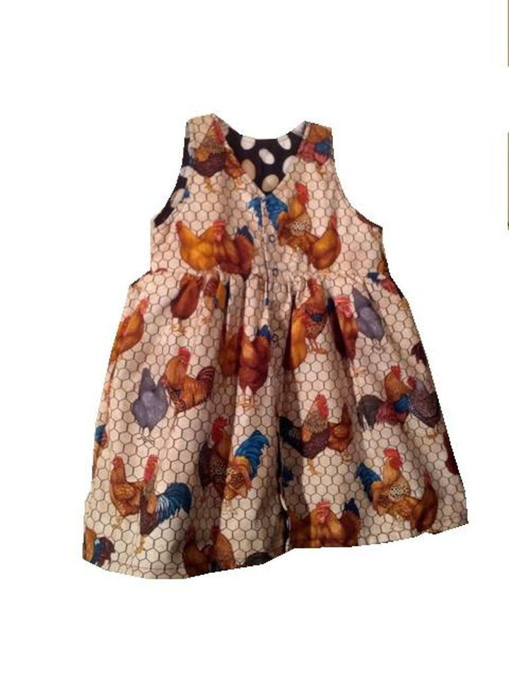 Girls Reversible Jumper Dress- XL- Chickens/Eggs