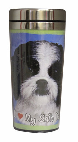 Black & White Shih Tzu Thermos Travel Tumbler Mug