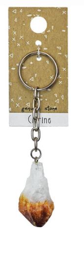 Geocentral Citrine Stone Keychain