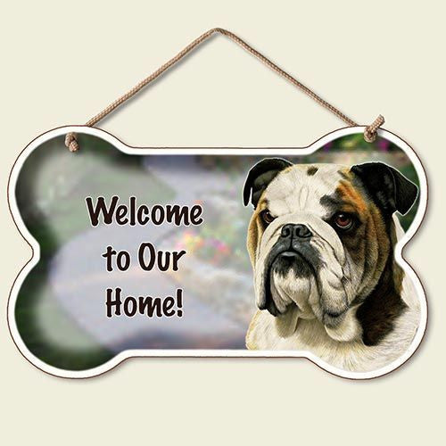 Decorative Wood Sign: Welcome to Our Home sign- Bulldog