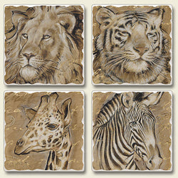 Tumbled Stone Magnets Set of 4- Safari