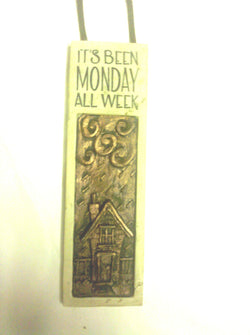 Slim Plaques with Leather Hanger- Monday