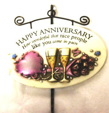 Magnet Oval Plaques And Stake-Happy Aniversary