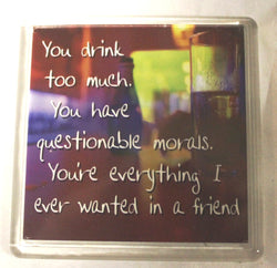 Sentiments Magnet- You Drink Too Much. You Have Questionable Morals. You've Everything I Ever Wanted in a Friend