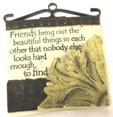 Square Plaque with Metal Hanger-Friends