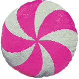 Peppermint Candy Reversible Sequin Fleece Pillow