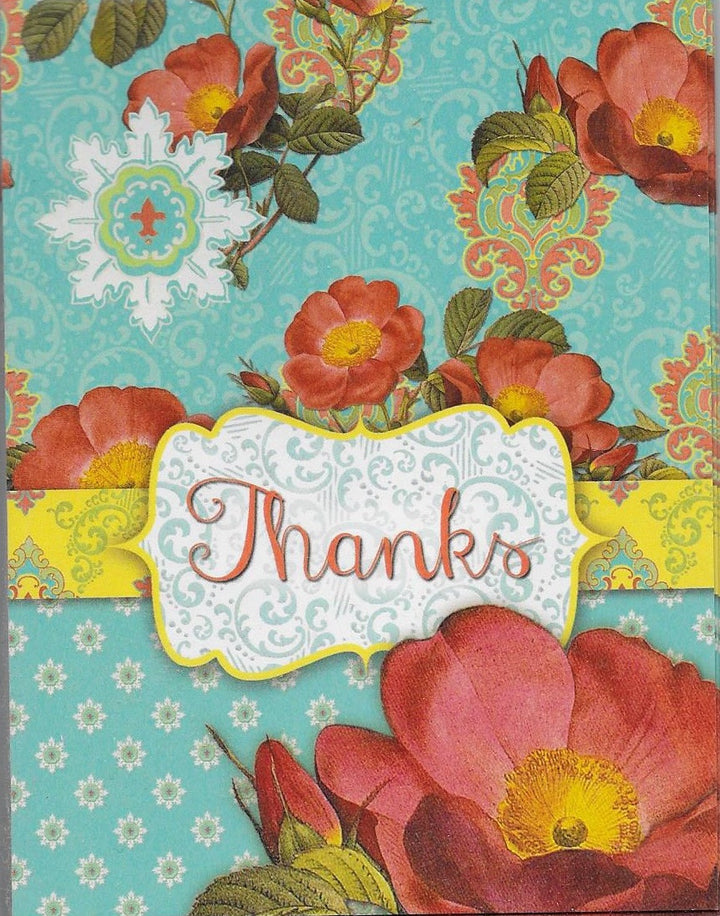 Thanks Flowered Notecards with Envelopes