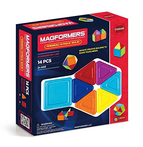 MAGFORMERS Solids Opaque Rainbow 14 Piece Set Playset