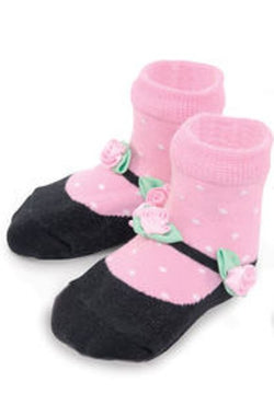 Tiny Dots with Rosette Socks 1 pair- Black
