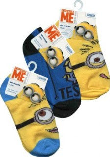 Minions Socks Size 6-8.5,  Set of 3