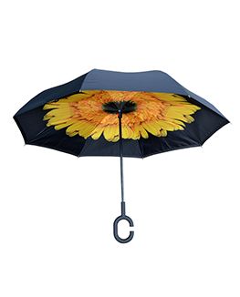Topsy Turvy Inverted Umbrella Black/Sunflower
