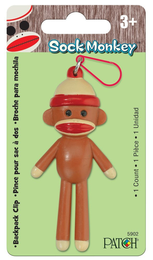 Sock Monkey Backpack Clip