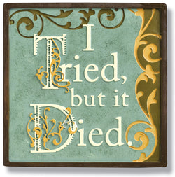 Magnetic Humorous Stepping Stone Plaque-I Tried, but it Died
