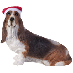 Sandicast Basset Hound with Santa Hat Christmas Ornament