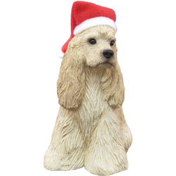 Sandicast Buff Cocker Spaniel with Santa Hat Christmas Ornament
