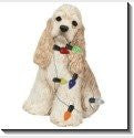Ornament - Cocker Spaniel, Buff with Christamas Lights