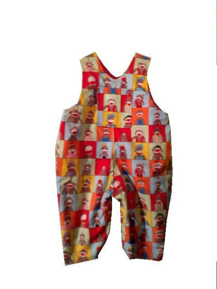 Rainbow Monkey with Red Sock Monkey Reversible Overalls-Small