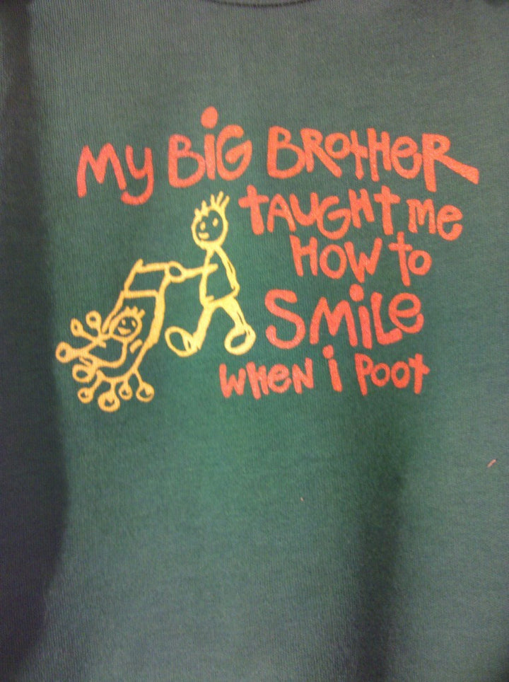 My Brother Taught me to Smile when I poot, Green Long Sleeve, Medium 3-6M