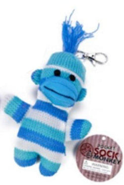 Blue Sock Monkey Key Chain