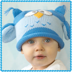 Owl Hoot Blue Beanie for 2-3 yrs