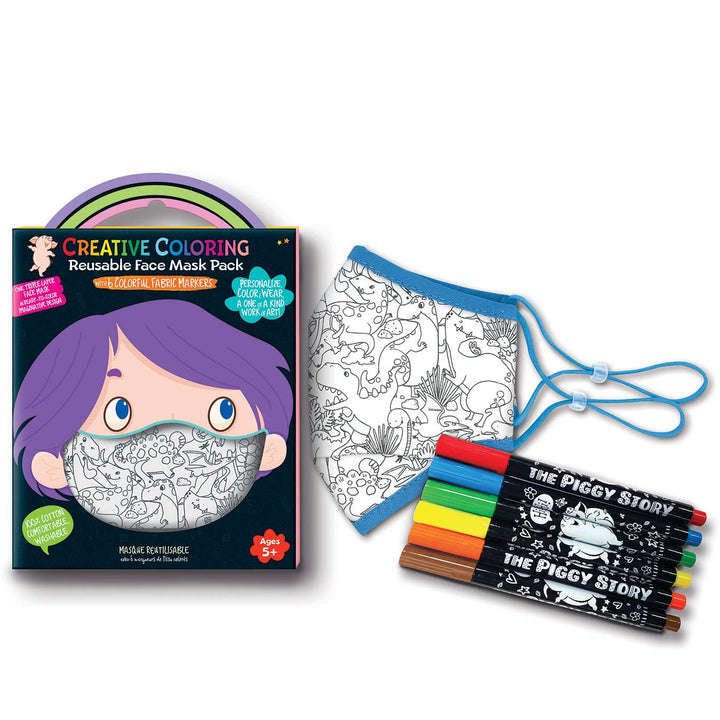 The Piggy Story - Creative Coloring Face Mask Pack- Dinosaur World